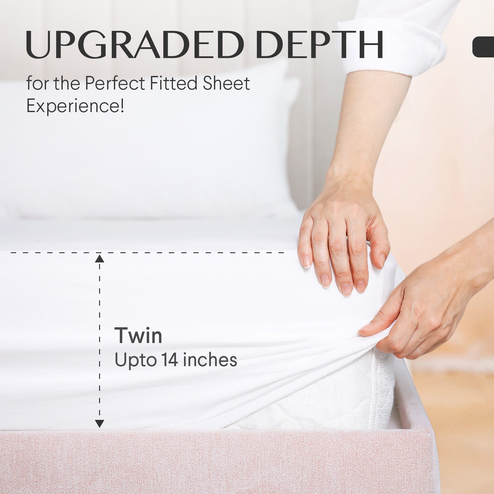 Faunna 100% 800TC Cotton Fitted Sheet, Full Size, Deep Pocket (Fits 17" Mattress), Soft, Breathable, White, 1 Piece
