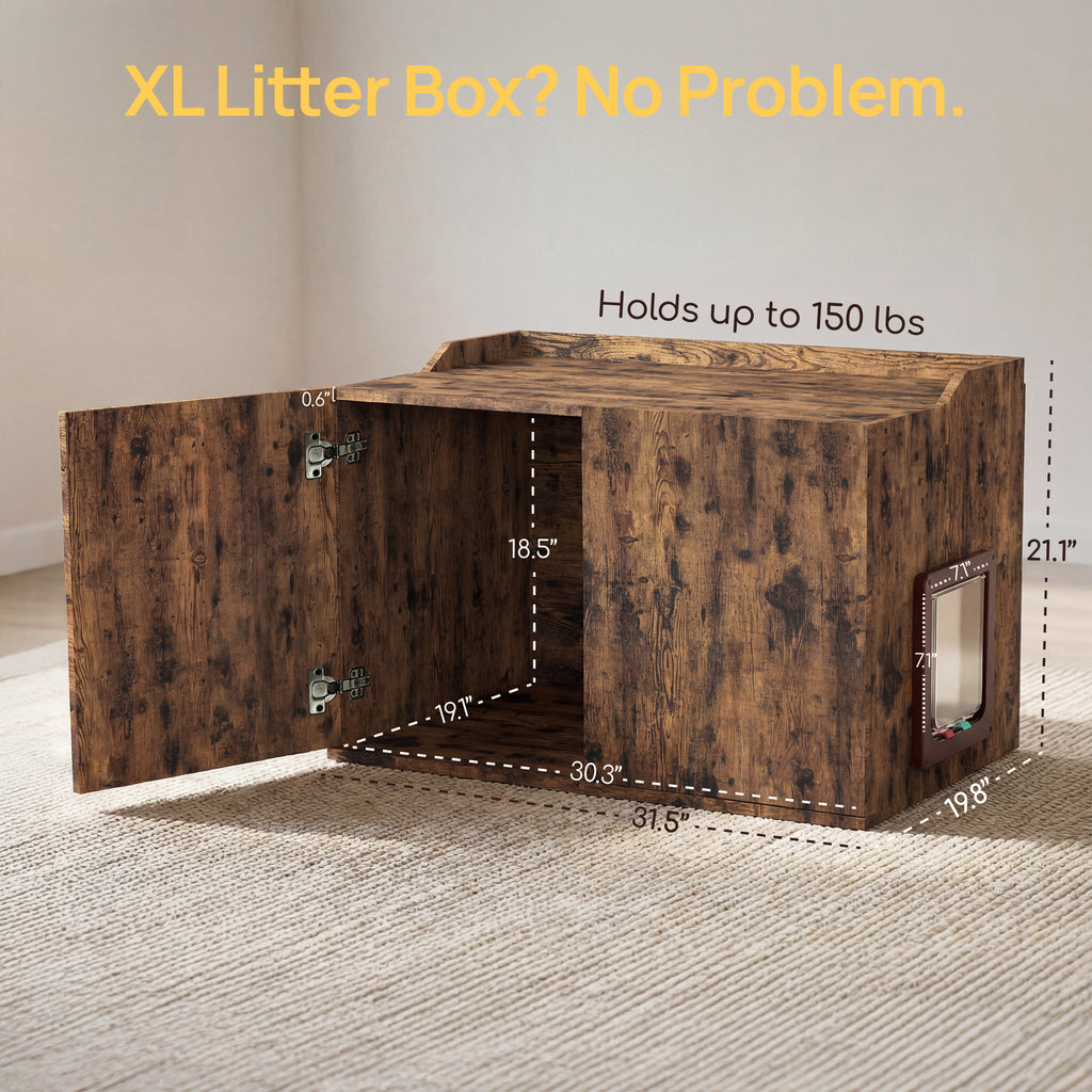 Hidden Cat Litter Box Enclosure Side Table, Waterproof Indoor Outdoor Cat Litter Box Furniture with Front Door