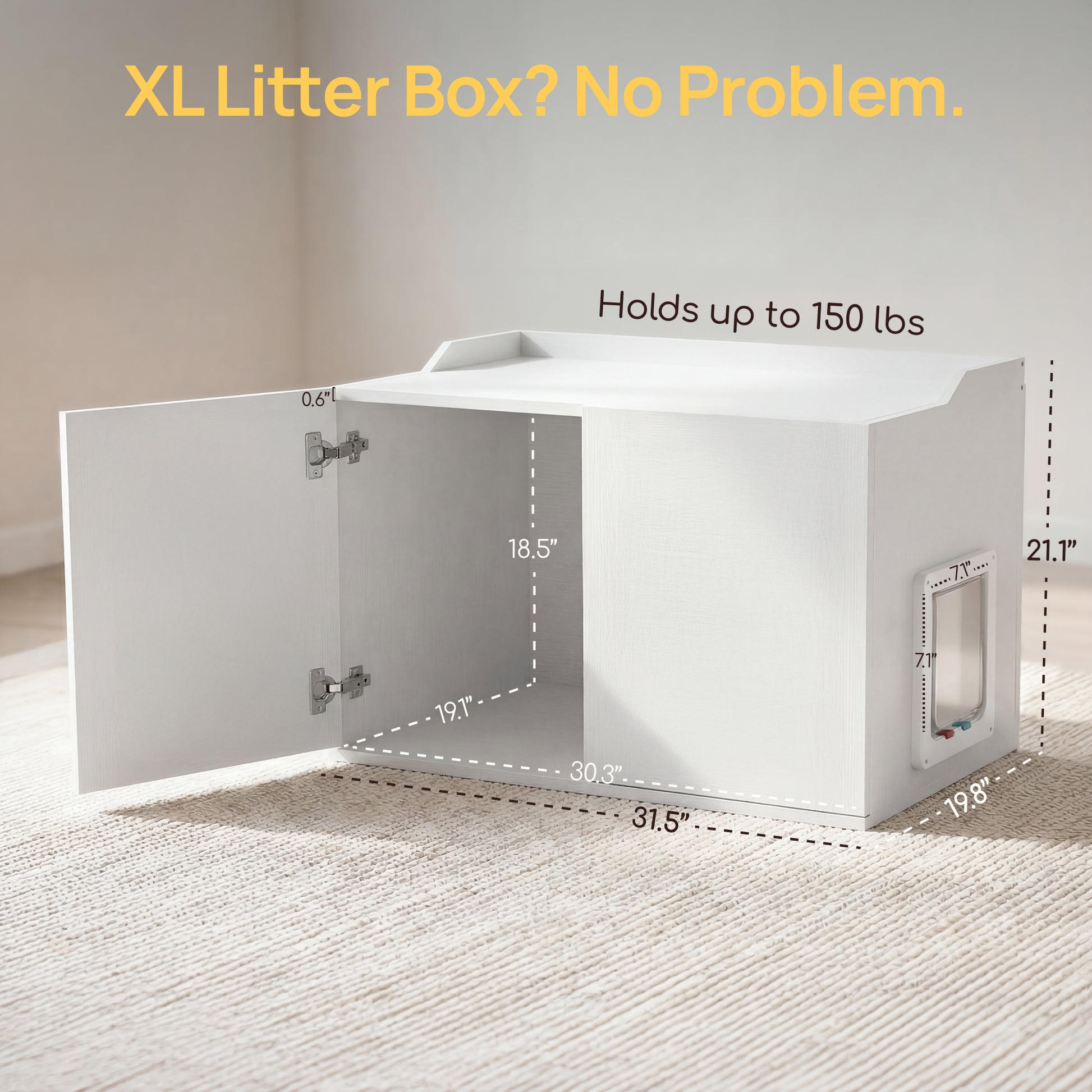 Hidden Cat Litter Box Enclosure Side Table, Waterproof Indoor Outdoor Cat Litter Box Furniture with Front Door