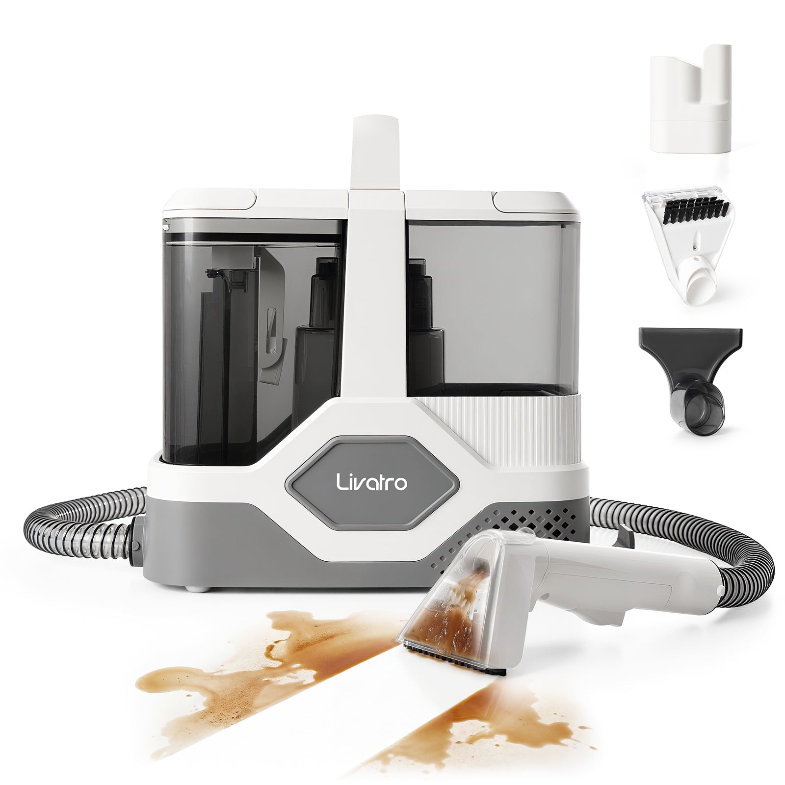 Livatro Upholstery Cleaner Machine – 16kPa Suction, 600W, 2300ml Tank, Self-Cleaning Hose, Portable Carpet & Sofa Spot Cleaner