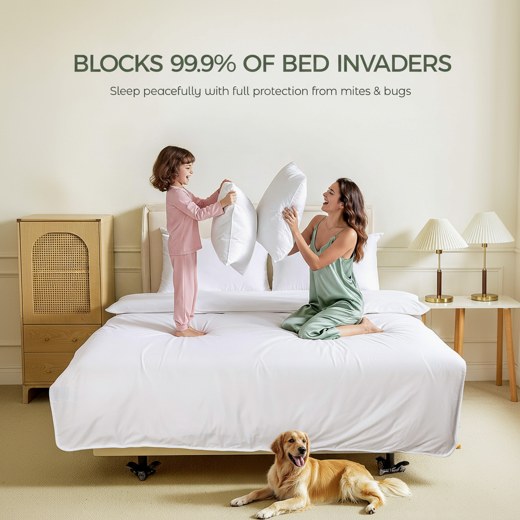 FAUNNA 100% Cotton Pillow Protectors, 600 Thread Count, Zippered, Dust Mite Resistant, Hypoallergenic