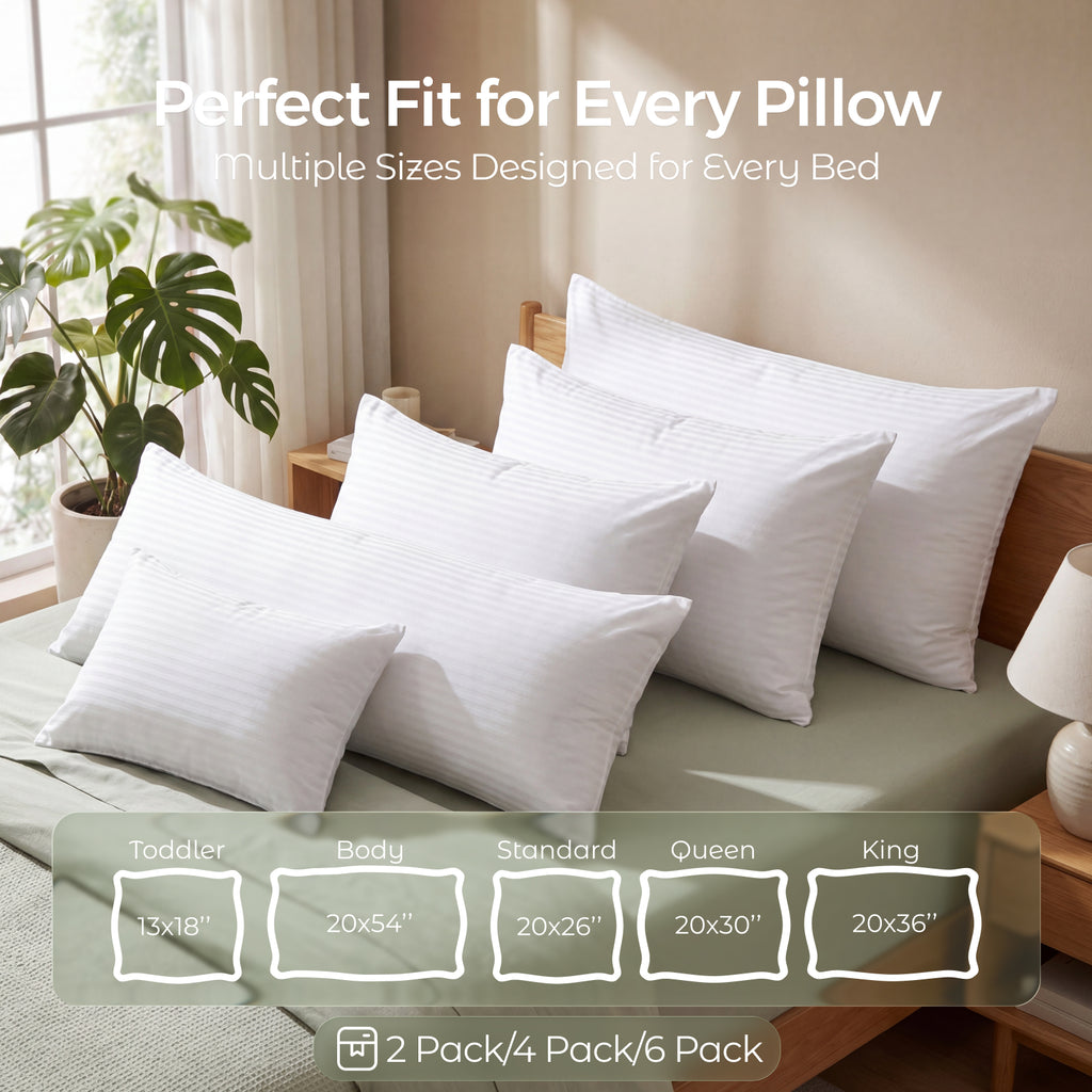 Faunna 600TC 100% Cotton Pillow Protector – OEKO-TEX Certified, Silent Zipper, Machine Washable, Multiple Sizes