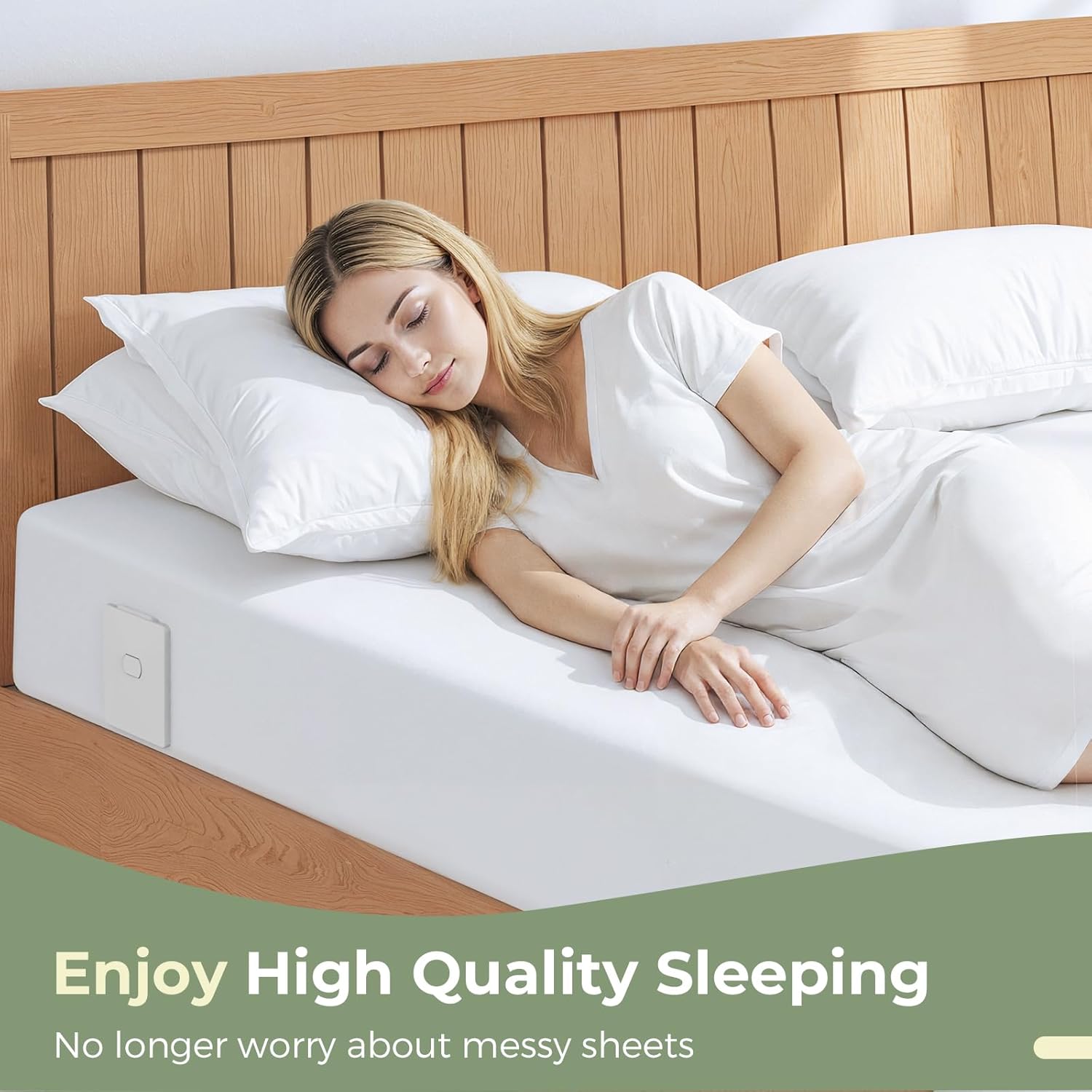 Faunna Bed Lock Sheet Holders, Upgrade Straps Keep Sheets Firm & Tight, Fitted Sheet Clips for Corners, Easy One-Time Installation, White