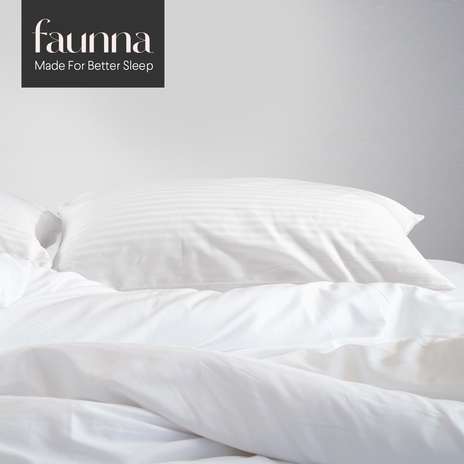 Faunna 600TC 100% Cotton Pillow Protectors Oeko-TEX, Silent Zipper, Hotel-Grade, White