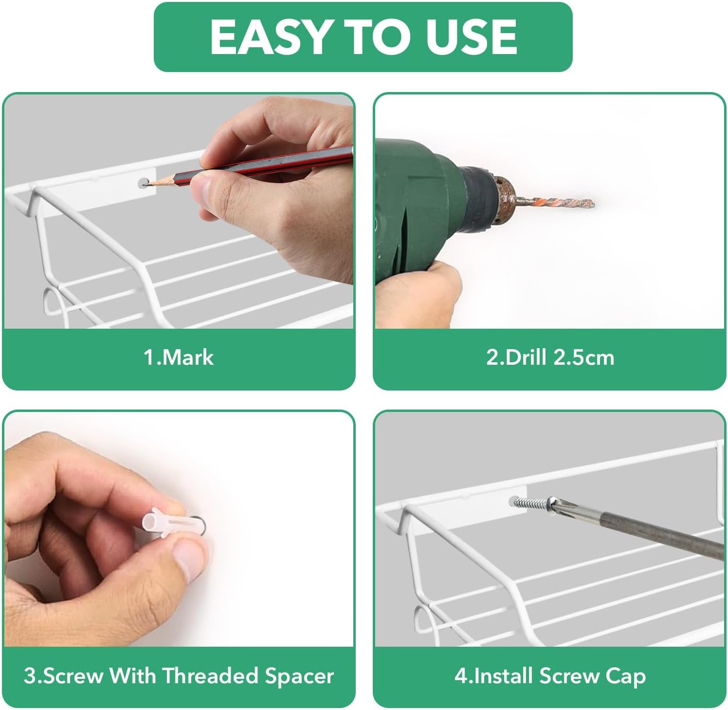 Hat Organizer Racks for Baseball Caps - Metal Hat Storage Holder Shelves for Wall Fit 20 Caps - 3 Pack, White