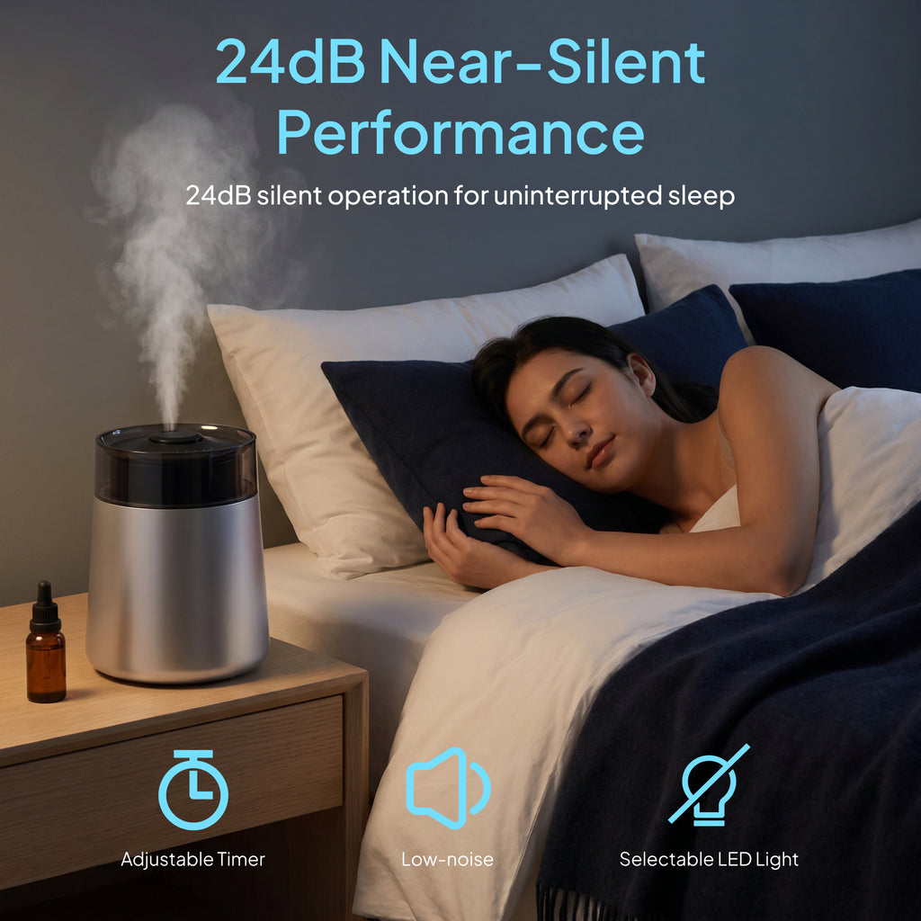 Livatro 7L Ultrasonic Cool Mist Humidifier – Top Fill, 304 Stainless Steel, 24dB Quiet, 7‑Color LED, 35H Run Time, 650 sq ft