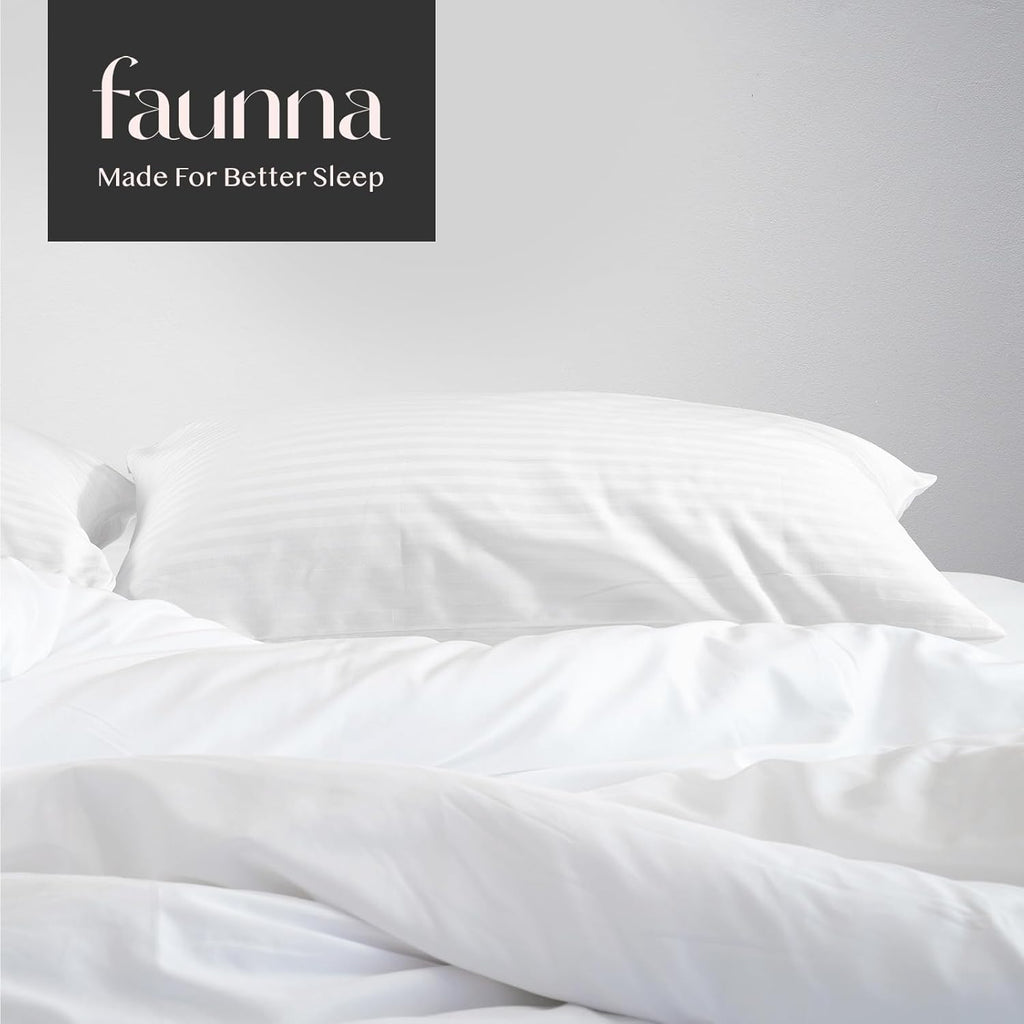 Faunna 600TC 100% Cotton Pillow Protectors, Body (20x54"), 2 Pack, Oeko-TEX, Silent Zipper, Hotel-Grade, White