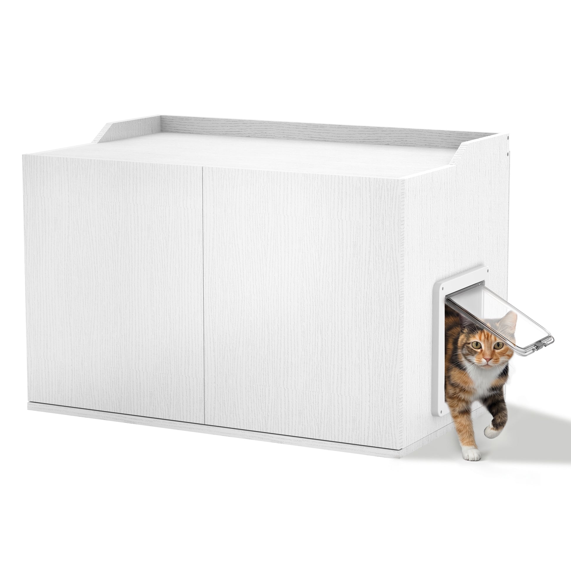Hidden Cat Litter Box Enclosure Side Table, Waterproof Indoor Outdoor Cat Litter Box Furniture with Front Door