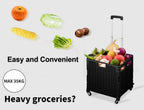 Viviendo 65L Foldable Shopping Trolley Cart Portable Grocery Basket Rolling Wheel with Top Cover