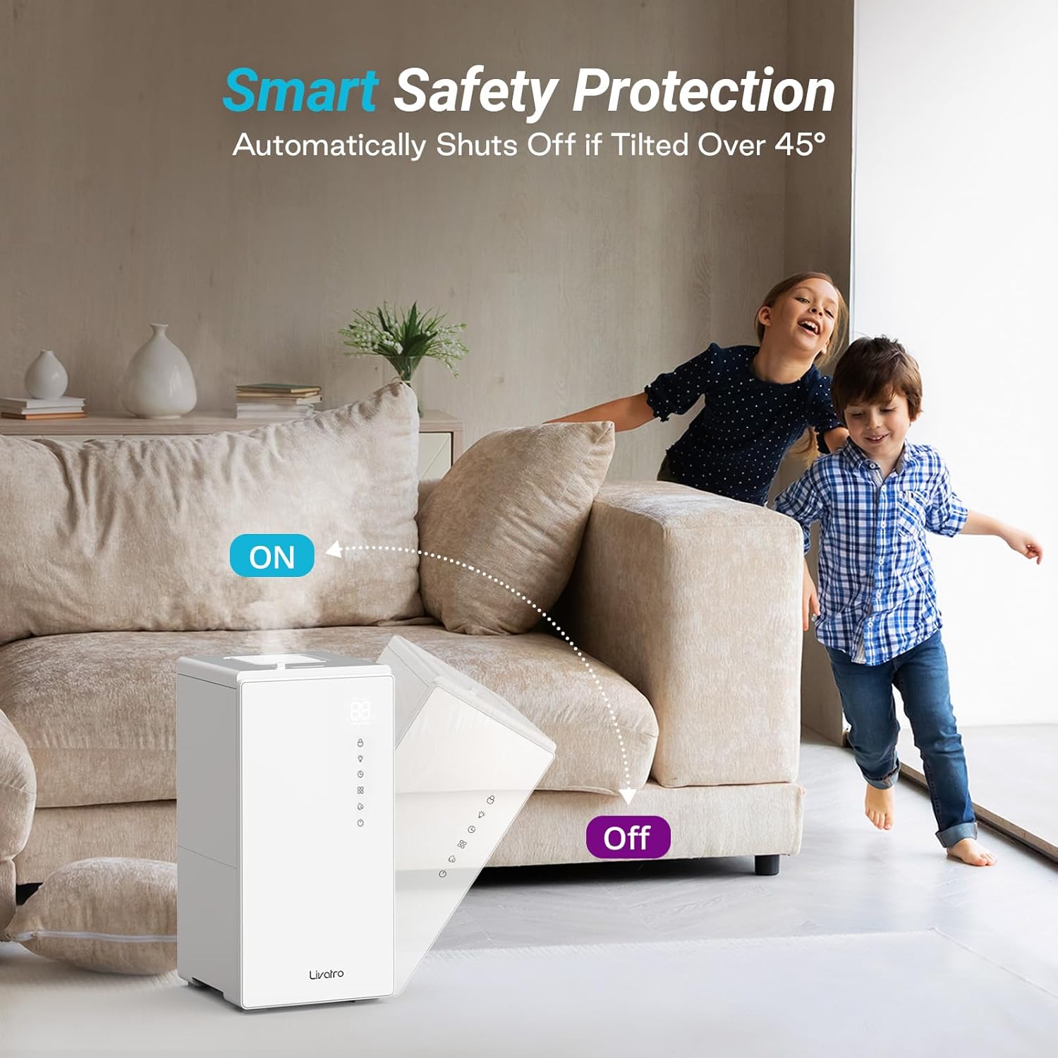 6L Stainless Steel Warm Mist Humidifier, Easy Clean, Sleep Mode, Auto-Off for Bedroom & Living Room