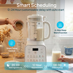 Livatro Nut Milk Maker – 50.7oz, 12-in-1 Automatic, Detachable Glass Jar, Self-Clean, 24H Delay & Keep Warm, BPA Free