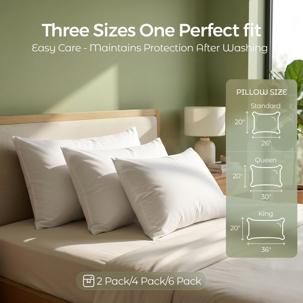 FAUNNA Dust Mite Proof Pillow Protector – 600TC 100% Cotton, Microban Antimicrobial, Zippered Enclosure, OEKO-TEX