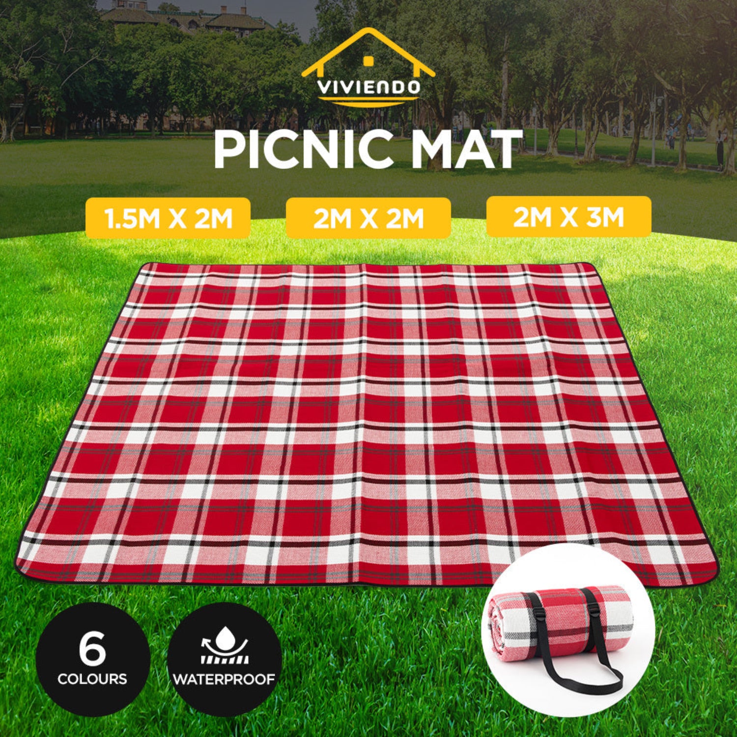ADIVO Waterproof Outdoor Picnic Rug Blanket Classic