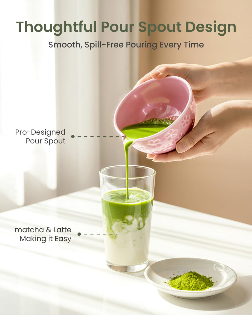 Adivo 7-Piece Matcha Whisk Set with Ceramic Bowl, Bamboo Scoop, Sifter, Holder & Towel | Matcha Gift Kit