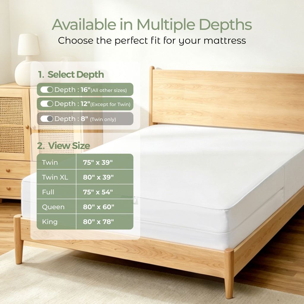 FAUNNA 6-Sided Mattress Encasement – 100% Cotton, Dust Mite & Bed Bug Proof, Microban, Silent Zipper, OEKO-TEX