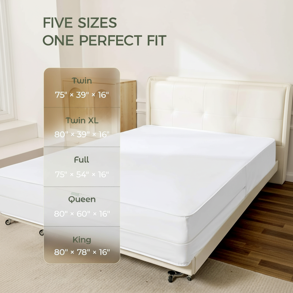 FAUNNA Cotton Mattress Encasement, Zippered, Bed Bug & Dust Mite Proof, Hypoallergenic, Noiseless (Queen 16")