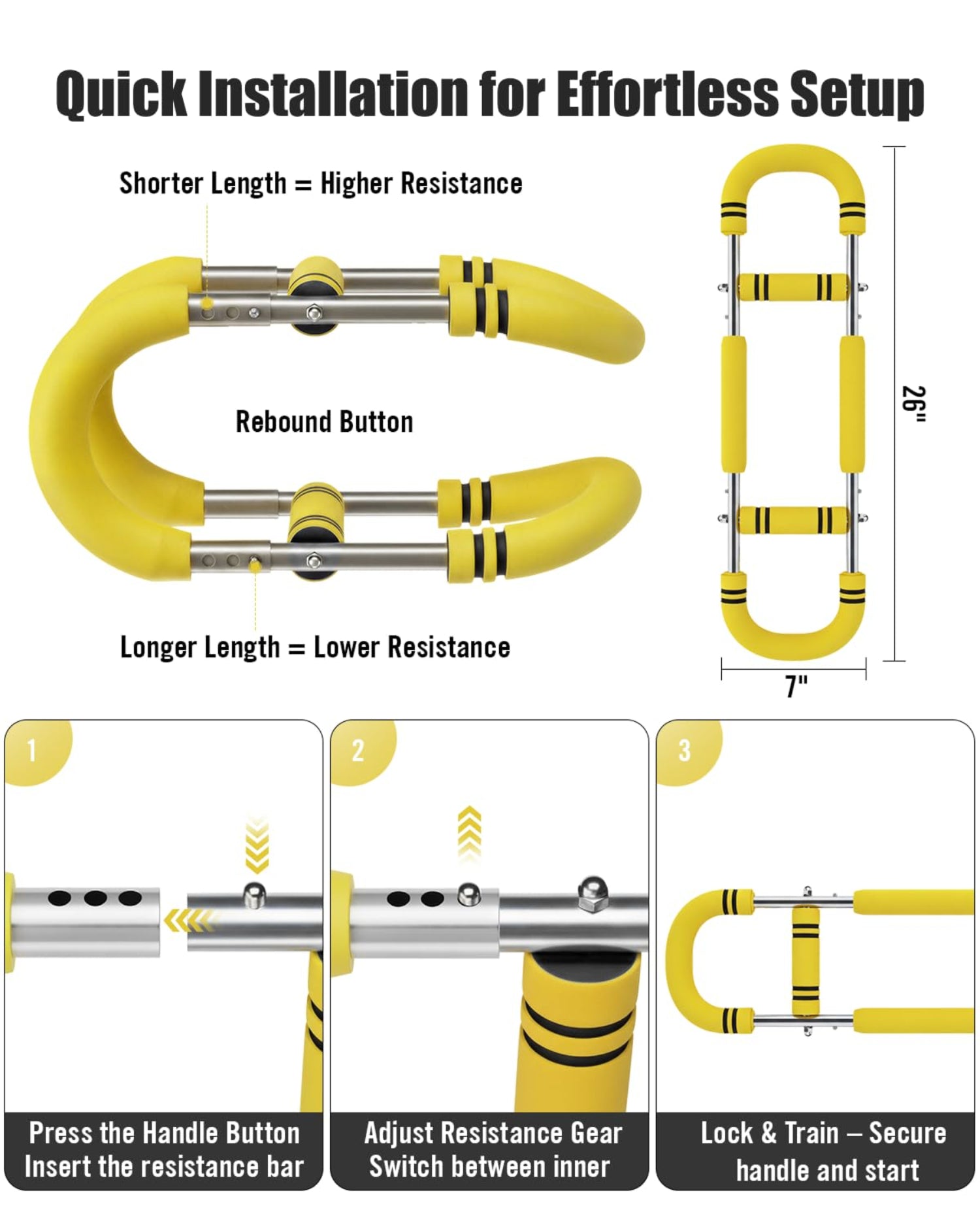 Adjustable Twister Arm Trainer for Home Gym, 30–110lb Resistance with Detachable Steel Springs