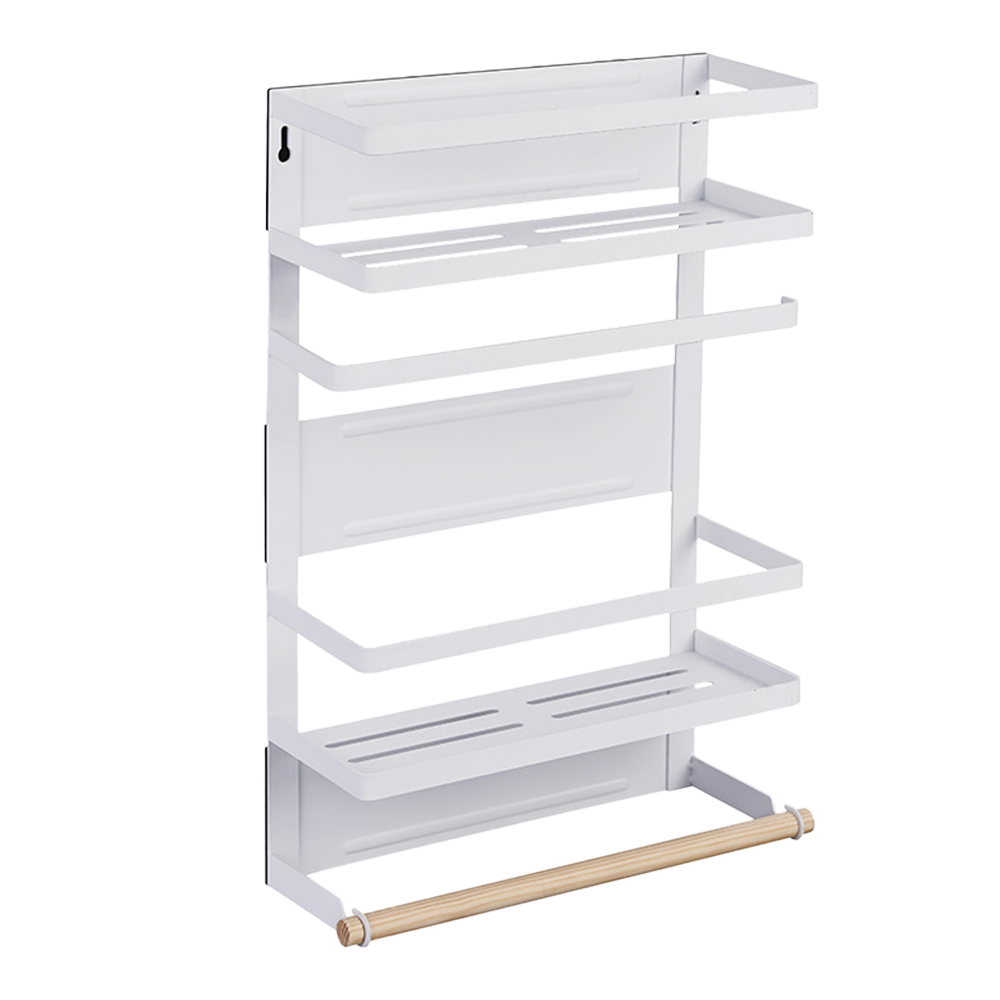 ADIVO Magnetic Fridge Storage Shelf with Paper Towel Holder Kitchen Spice Rack Organiser - White