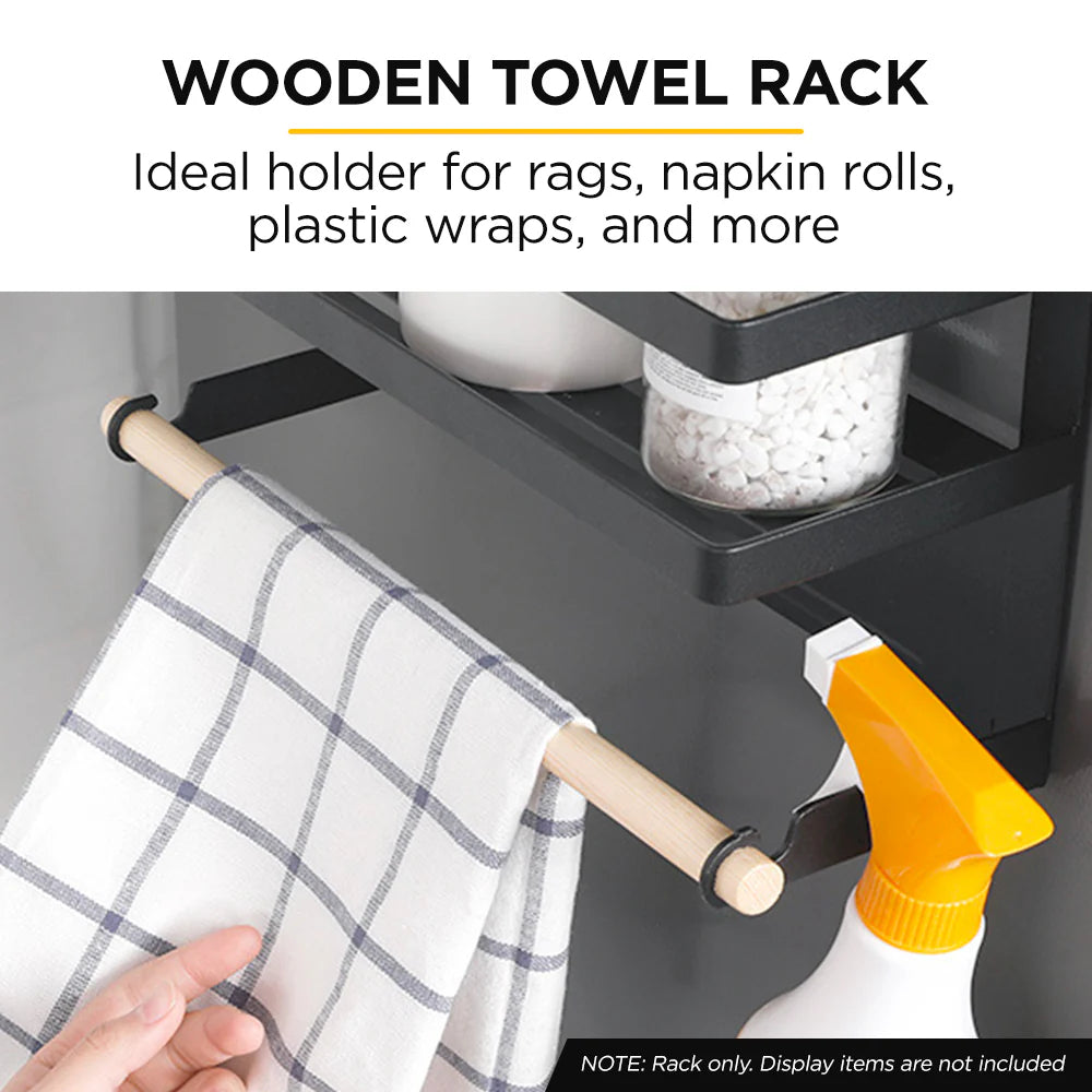 ADIVO Magnetic Fridge Storage Shelf with Paper Towel Holder Kitchen Spice Rack Organiser - White