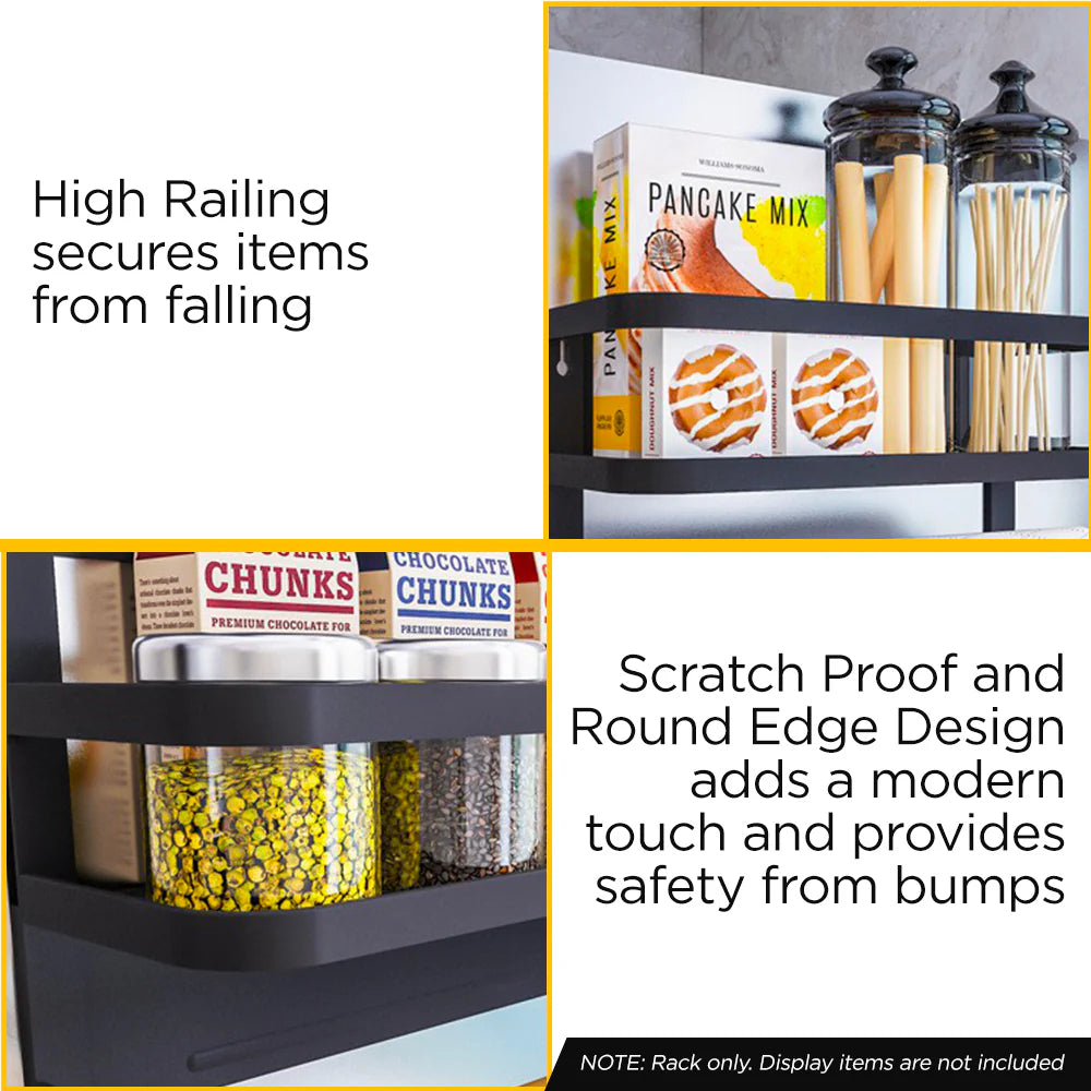 ADIVO Magnetic Fridge Storage Shelf with Paper Towel Holder Kitchen Spice Rack Organiser - White