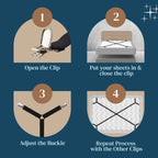 FeelAtHome Bed Sheet Holder Straps – Criss-Cross Suspenders Keep Fitted or Flat Sheets in Place for Twin, Queen & King Mattresses