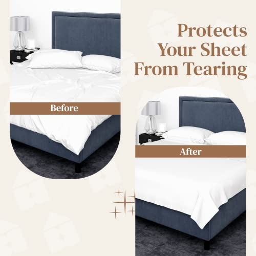FeelAtHome Bed Sheet Holder Straps – Criss-Cross Suspenders Keep Fitted or Flat Sheets in Place for Twin, Queen & King Mattresses