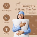 FeelAtHome Cotton Pillow Protector - 100% Waterproof Zippered Pillow Covers, Noiseless