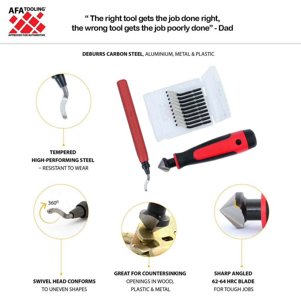 AFAT Deburring Tool - Extendable Neck Hand Reamer with 15 Blades, Works on PVC, Copper, Plastic, Resin, 3D Prints