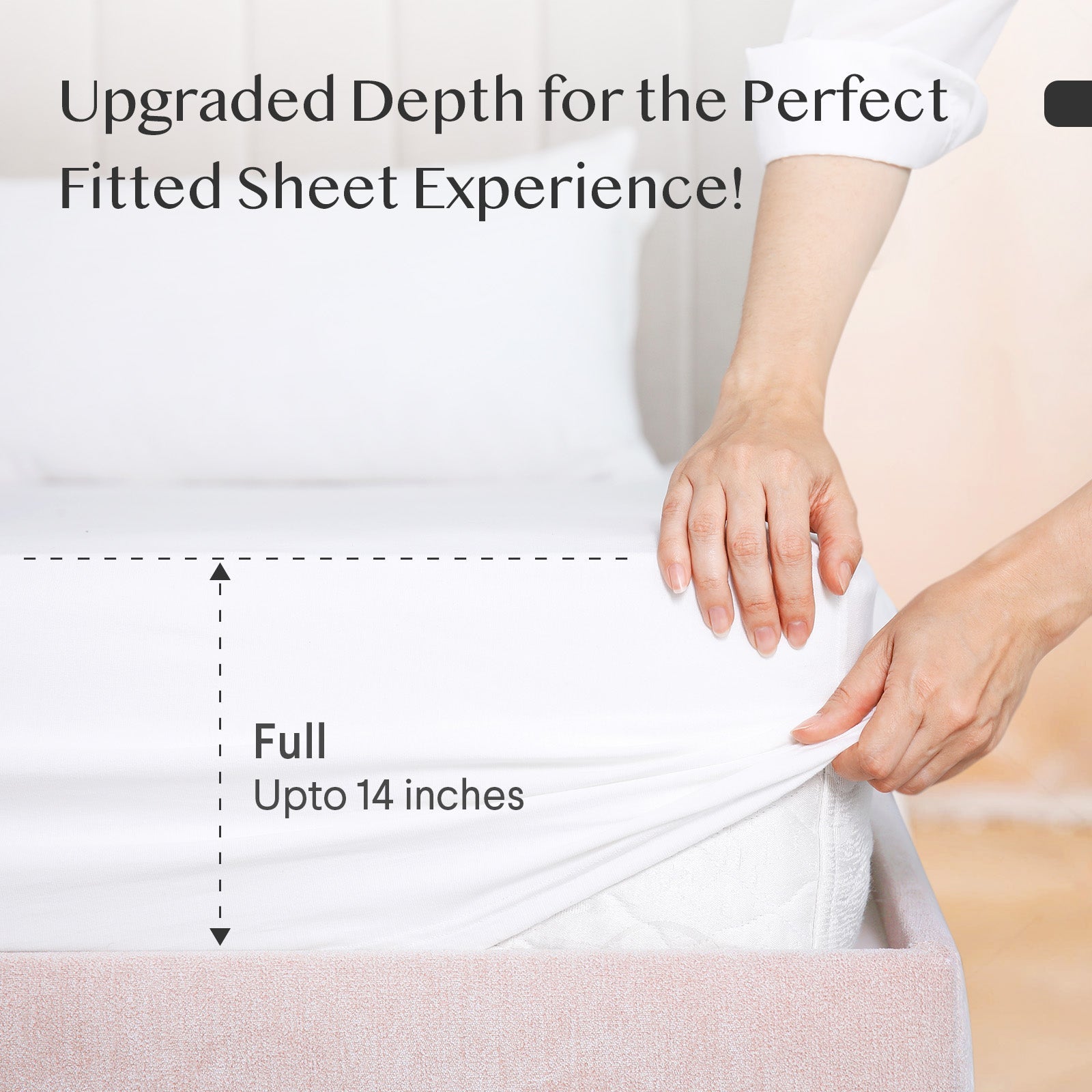 Faunna 100% 800TC Cotton Fitted Sheet  Deep Pocket Soft, Breathable, White, 1 Piece