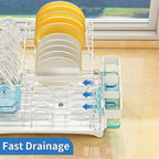Adivo 2 tier Dish Drainer Kitchen Counter Dish Rack with Cutlery Holder, Drip Tray