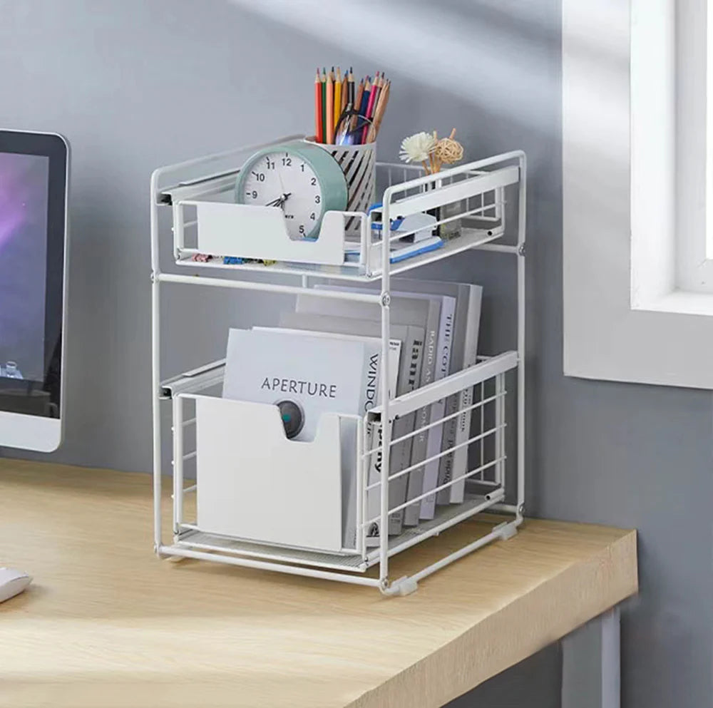 Pantry Kitchen Organiser Sauce Rack Spice Storage with sliding drawers in Carbon Steel