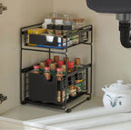 Advio Pantry Kitchen Organiser Sauce Rack Spice Storage with sliding drawers in Carbon Steel