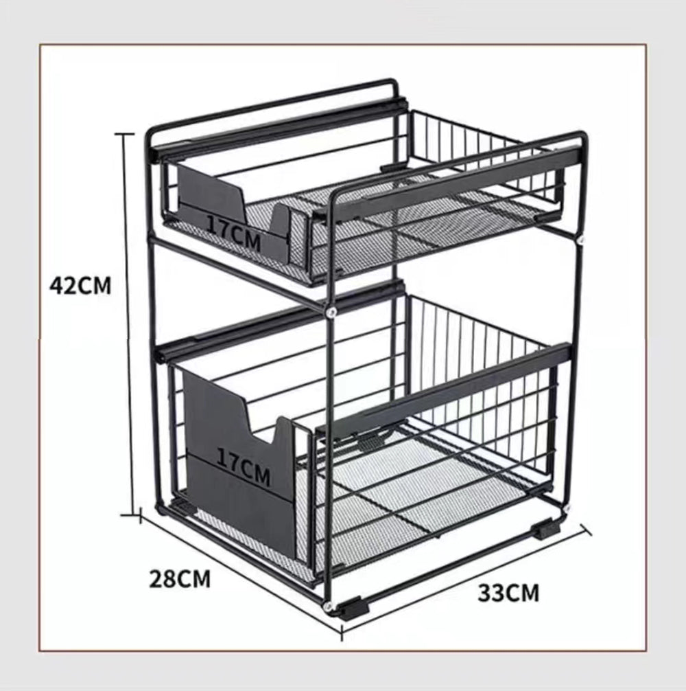 Advio Pantry Kitchen Organiser Sauce Rack Spice Storage with sliding drawers in Carbon Steel