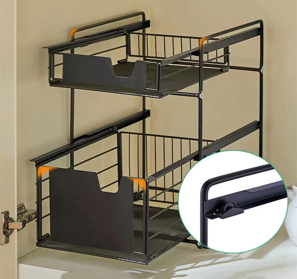 Pantry Kitchen Organiser Sauce Rack Spice Storage with sliding drawers in Carbon Steel