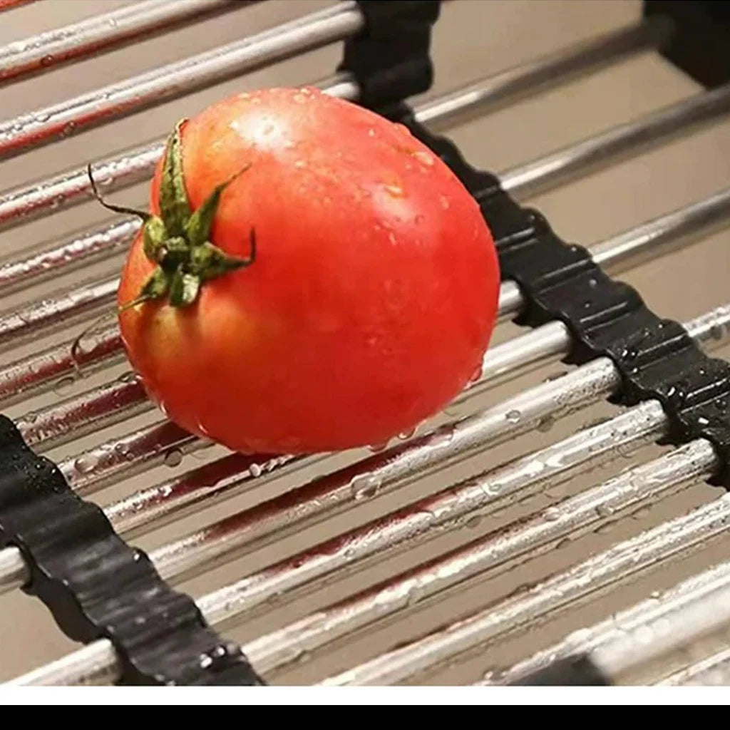 Expandable In Sink Kitchen Dish Drying Rack, Over The Sink Dish Drainer in Stainless Steel and ABS