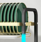 Adivo 2 tier Dish Drainer Kitchen Counter Dish Rack with Cutlery Holder, Drip Tray-Black Gold