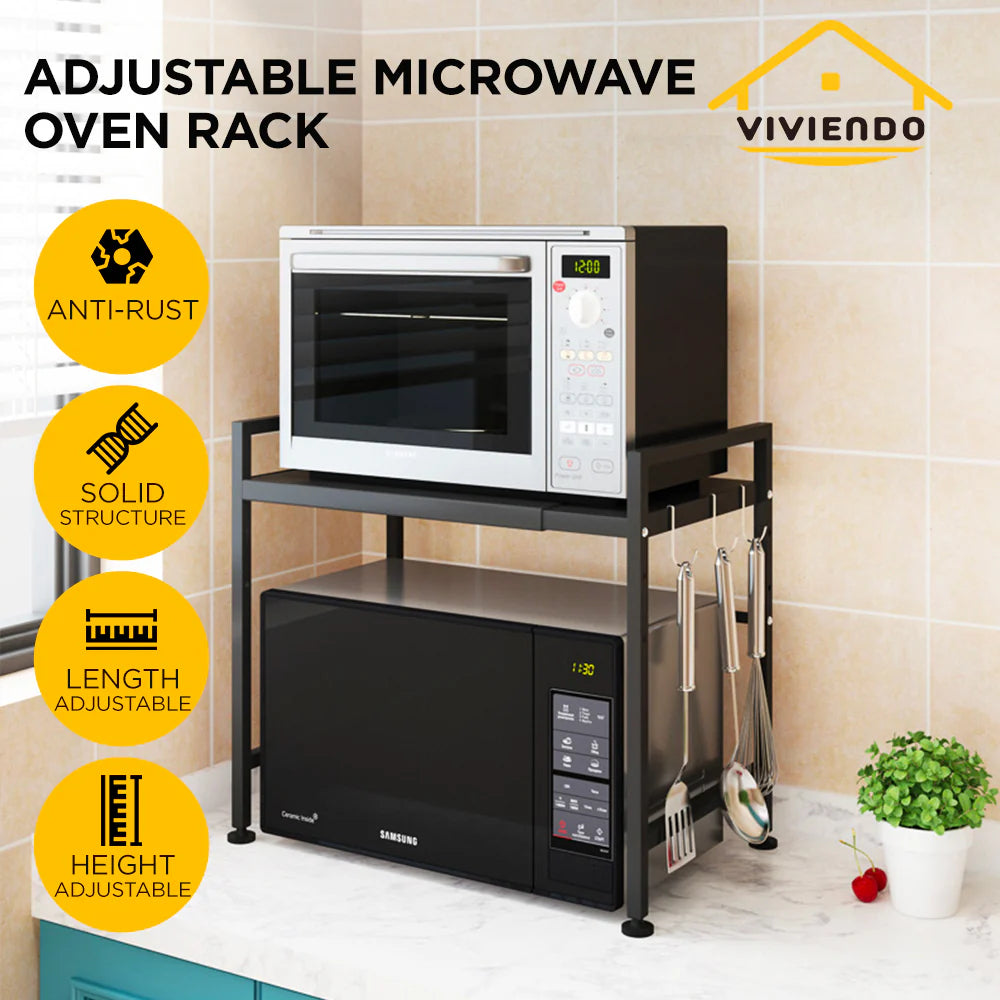 Adivo Microwave Oven Shelf Rack Adjustable Metal Kitchen Organiser Storage 2 Tier