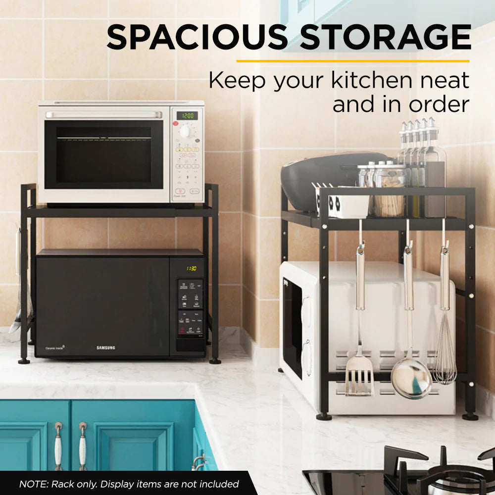 Adivo Microwave Oven Shelf Rack Adjustable Metal Kitchen Organiser Storage 2 Tier
