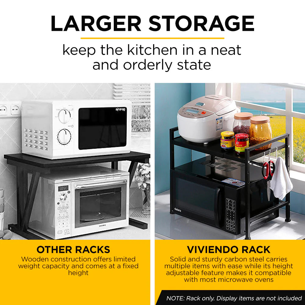 Adivo Microwave Oven Shelf Rack Adjustable Metal Kitchen Organiser Storage 2 Tier