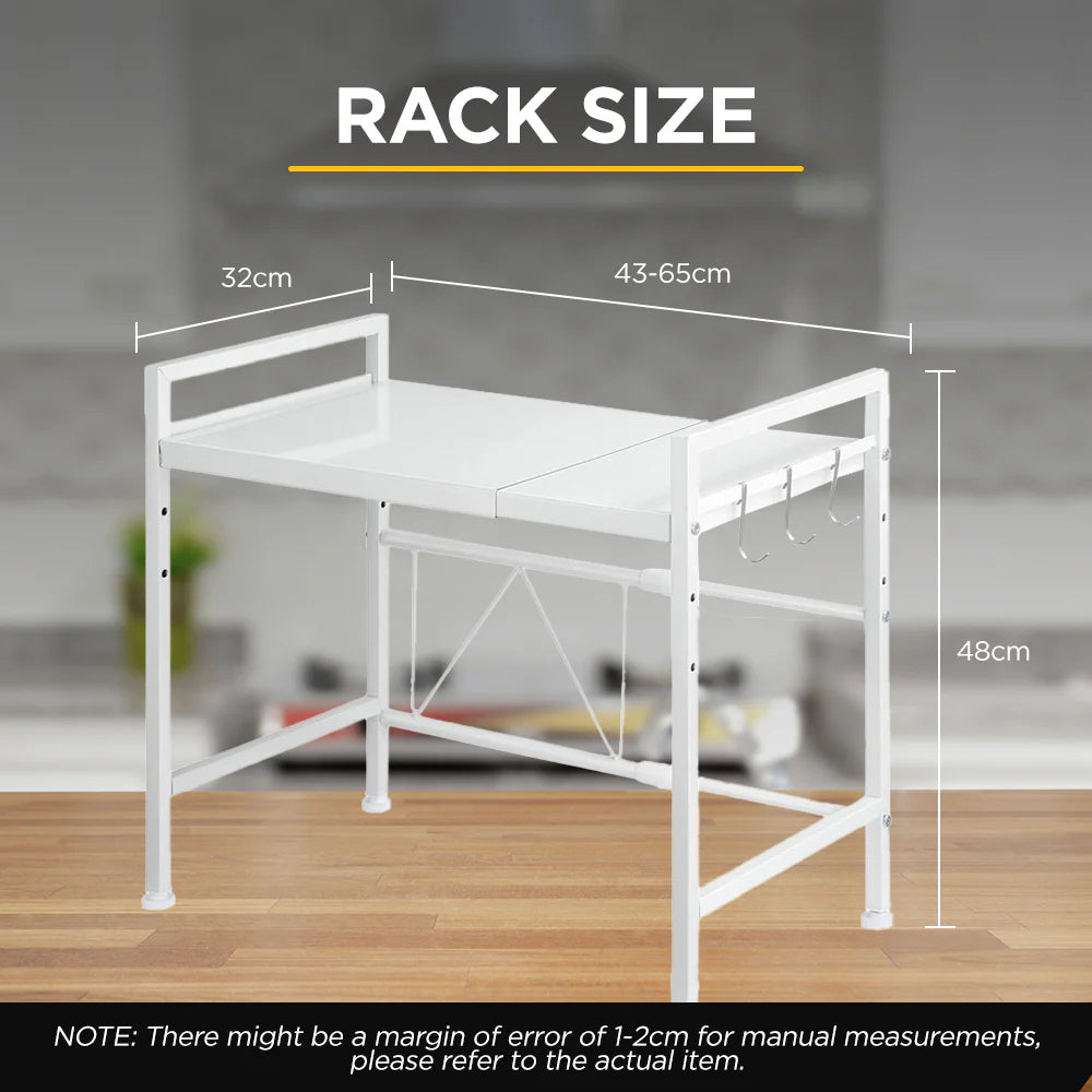 Microwave Oven Shelf Rack Adjustable Metal Kitchen Organiser Storage 2 Tier