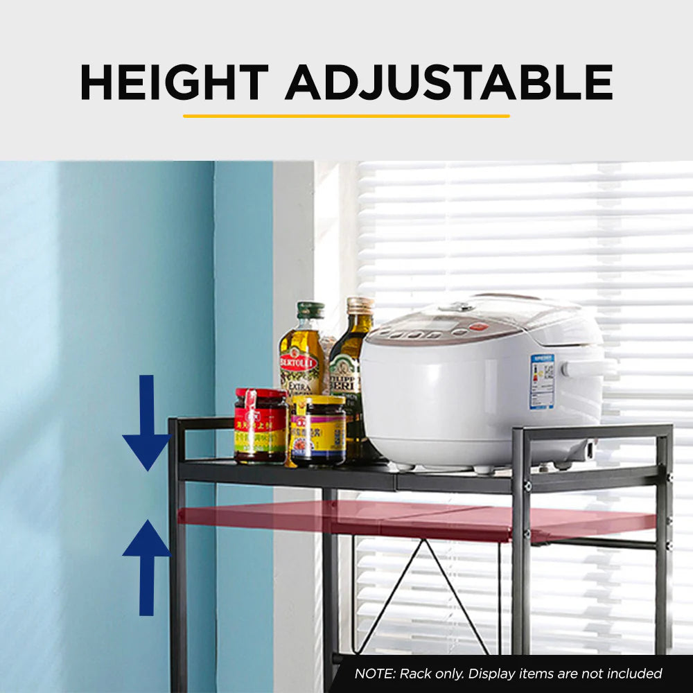 Microwave Oven Shelf Rack Adjustable Metal Kitchen Organiser Storage 2 Tier