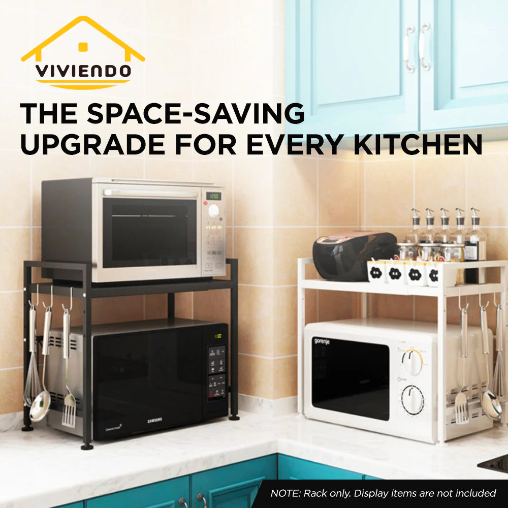 Adivo Microwave Oven Shelf Rack Adjustable Metal Kitchen Organiser Storage 2 Tier
