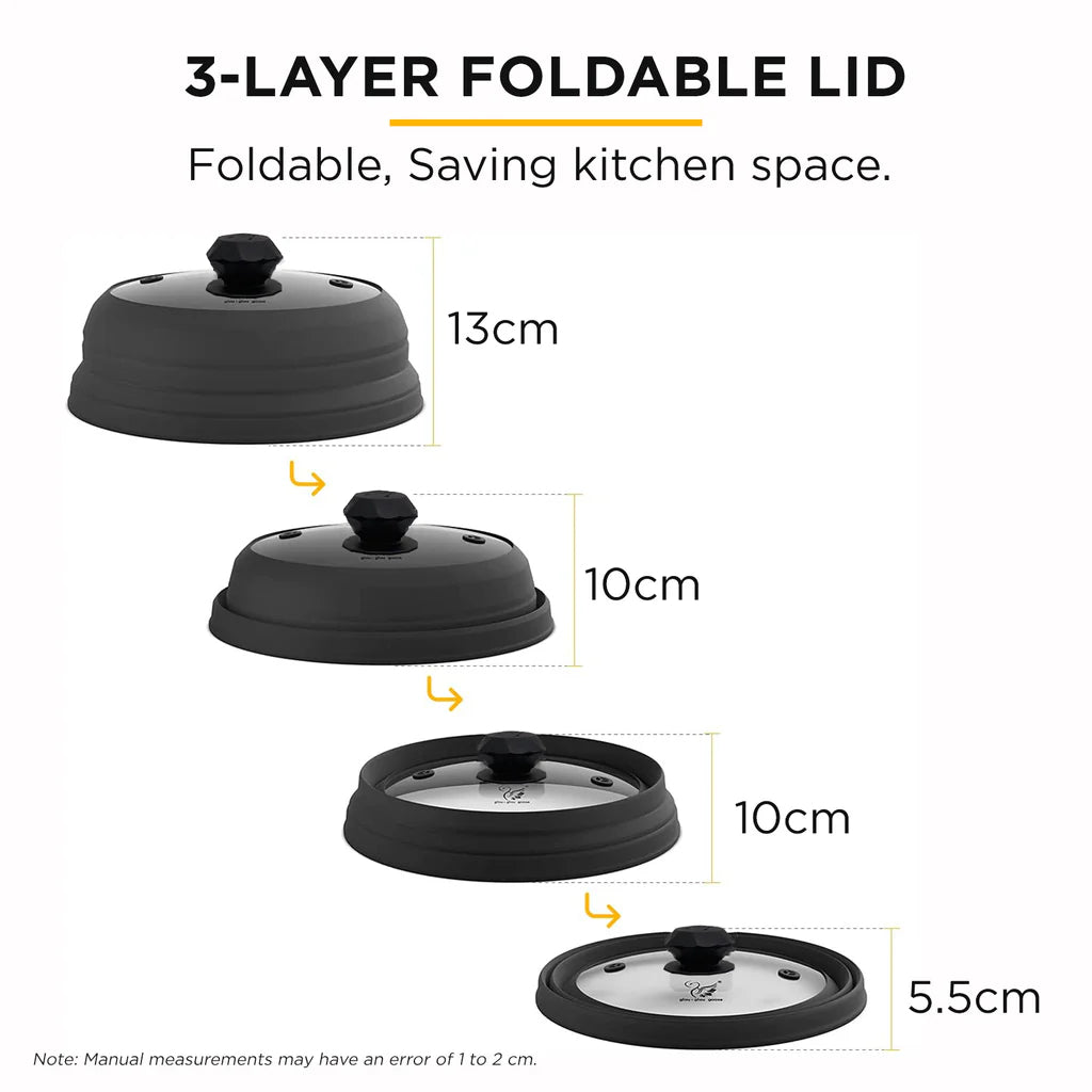 Microwave Vented Glass Cover and Multifunction Silicone Splatter Guard Lid