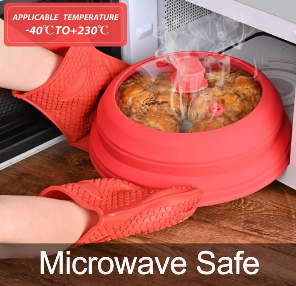 Microwave Vented Glass Cover and Multifunction Silicone Splatter Guard Lid