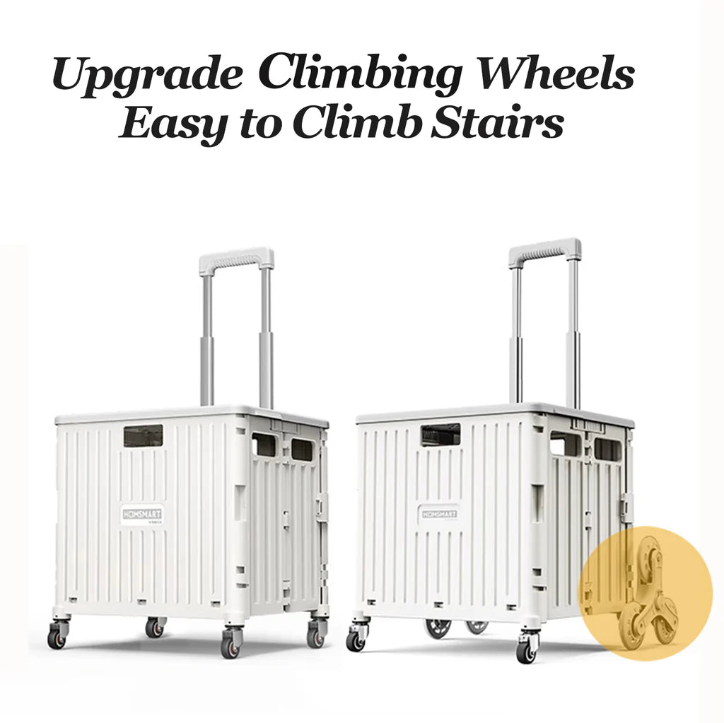 Viviendo 65L Foldable Shopping Trolley Cart Portable Grocery Basket Climbing Wheel with Top Cover