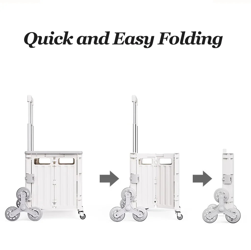 Viviendo 65L Foldable Shopping Trolley Cart Portable Grocery Basket Climbing Wheel with Top Cover