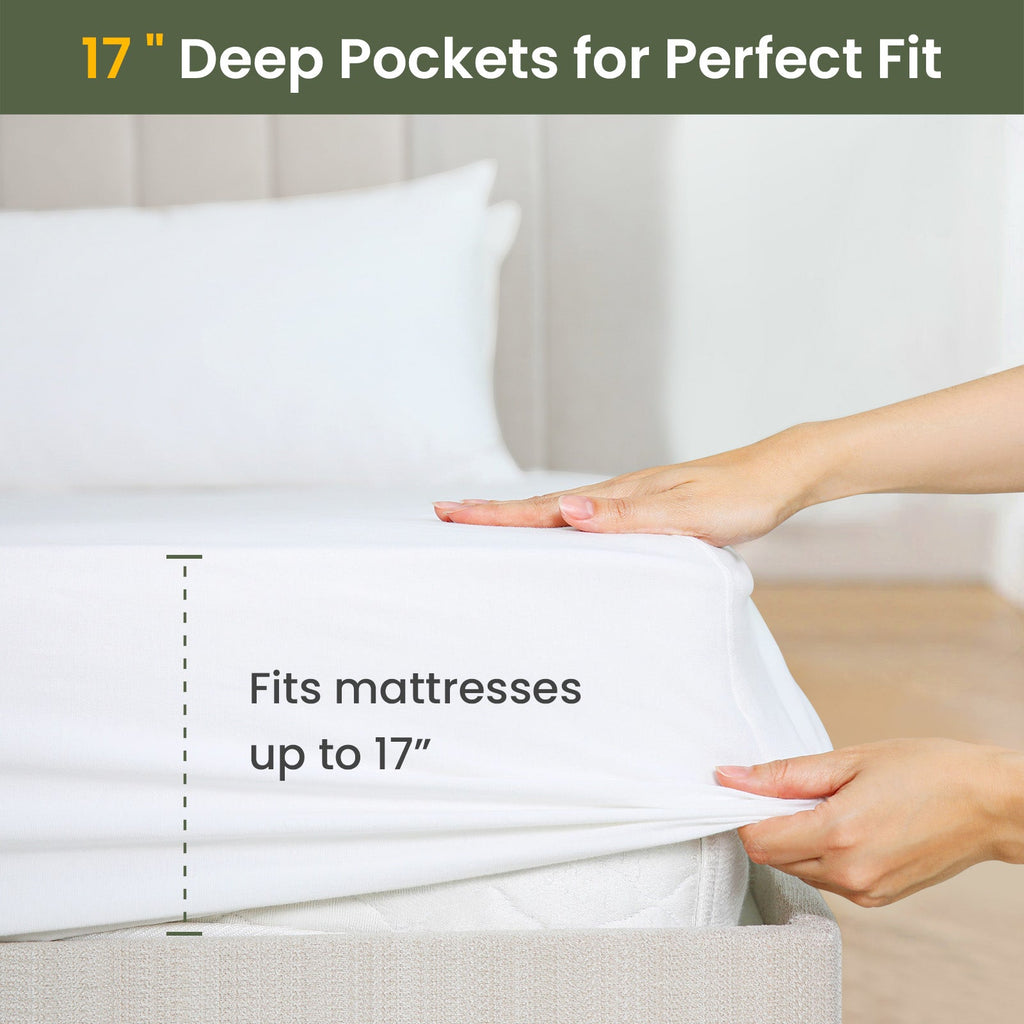 Waterproof Mattress Protector, Dust Mite & Allergen Resistant, Soft Breathable Noiseless Cover, Deep Pocket 17", King
