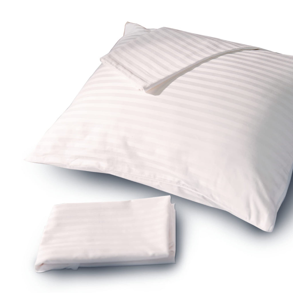 FeelAtHome Cotton Sateen Pillow Covers - 300TC, Waterproof Zipper, Noiseless, Breathable, 20x26 Standard, Pack of 2