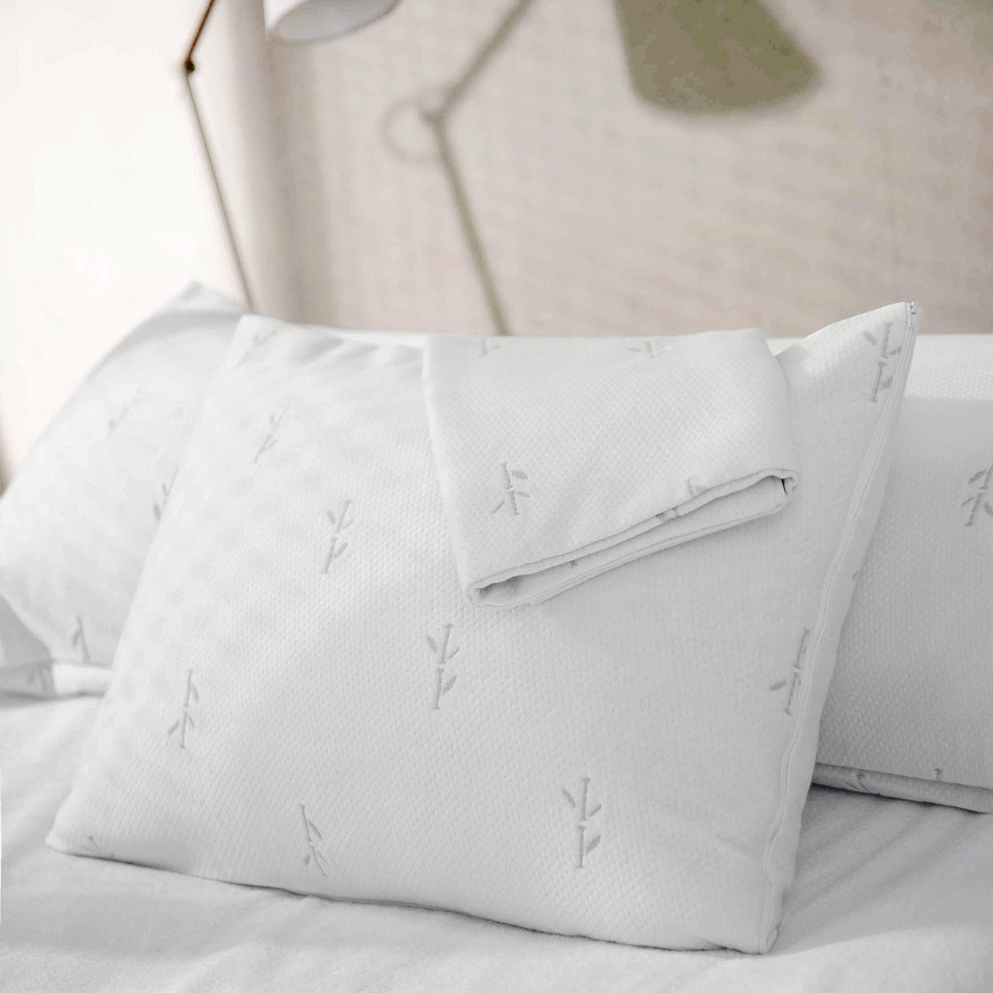 FeelAtHome Cotton Sateen Pillow Covers - 300TC, Waterproof Zipper, Noiseless, Breathable, 20x26 Standard, Pack of 2