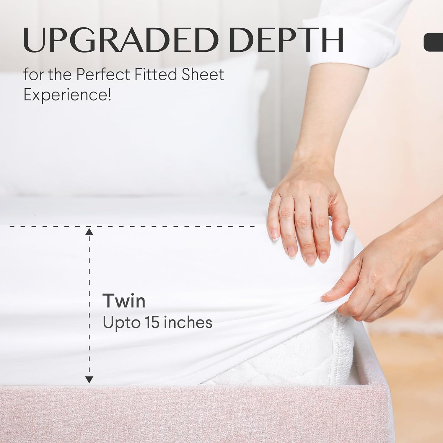Faunna 100% 800TC Cotton Fitted Sheet  Deep Pocket Soft, Breathable, White, 1 Piece